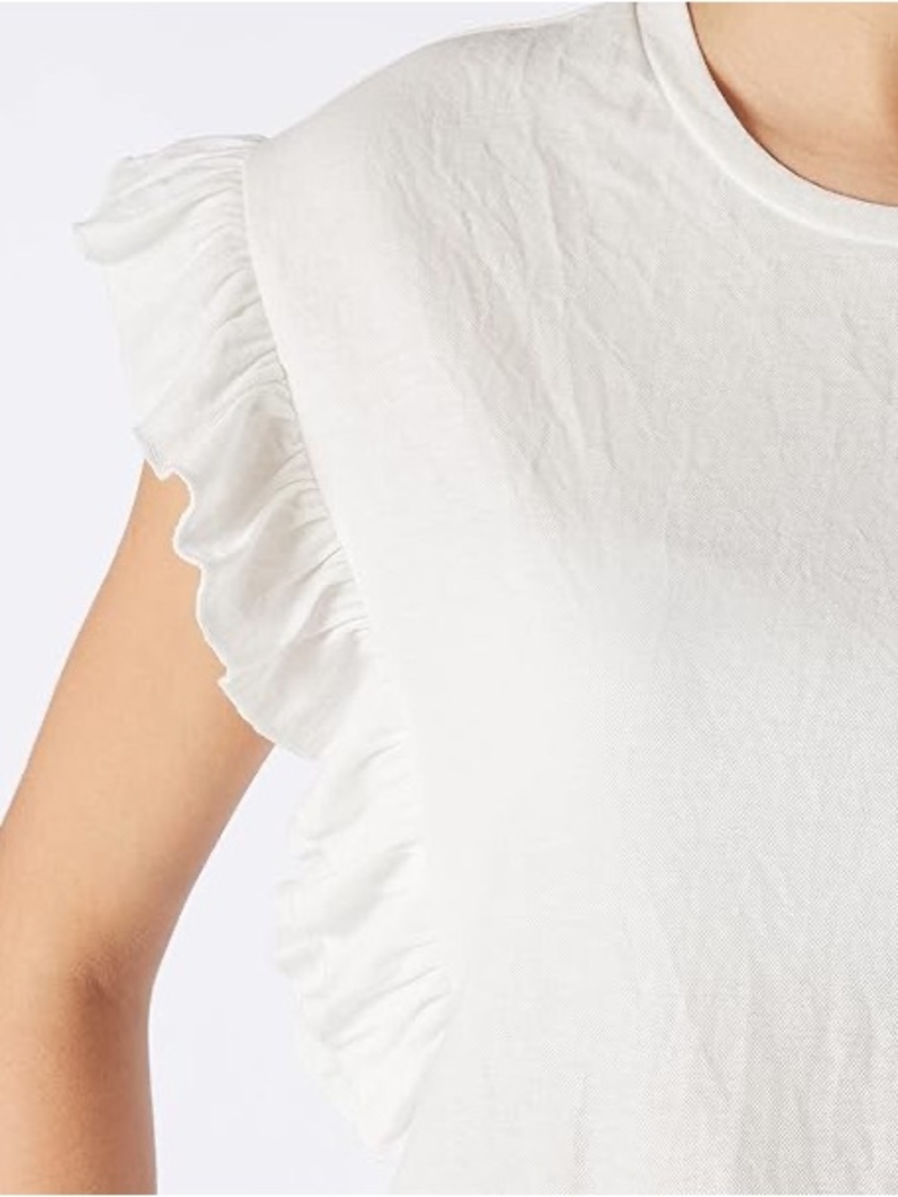 Maje White Textured Crewneck Top with Gold Logo Tag